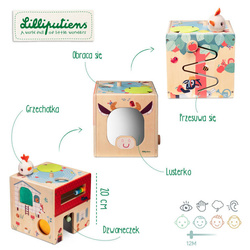 LILLIPUTIENS -Wooden activity cube - Farm 12 m+