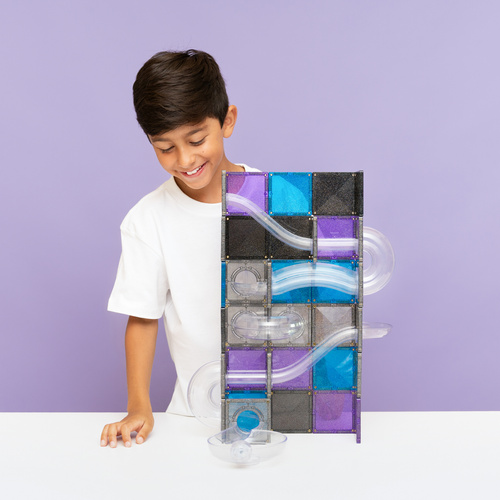 CONNETIX – Magnetic Tiles Ball Run Galaxy Pack - 61 pieces