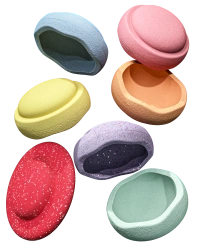STAPELSTEIN – Set of 6+1 sensory stacking stones for active play: Rainbow Set Winter Special pastel