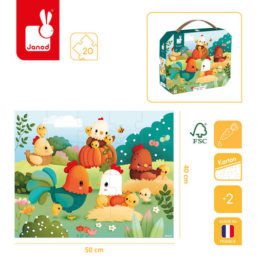 Janod - Puzzle w walizce Witajcie na farmie 20 elementów 2+