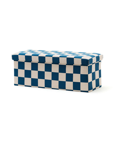 Kid's Concept - Pouffe with storage 80 cm, check teal