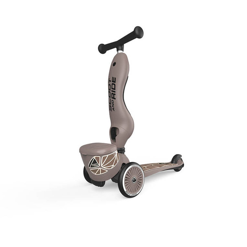 SCOOTANDRIDE - Highwaykick 1 Lifestyle 2in1 Ride-on and scooter with lockable storage 1-5 years Brown Lines