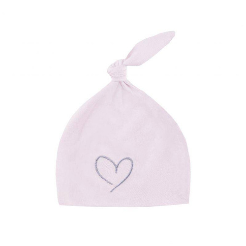 Effiki - Newborn hat 100% cotton - powder pink with heart 0-1 mth