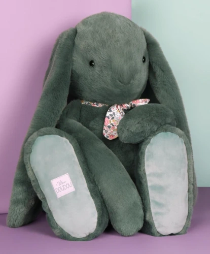 DOUDOU – Lapin Fleurette plush rabbit by Doudou et Compagnie, 70 cm, eucalyptus green