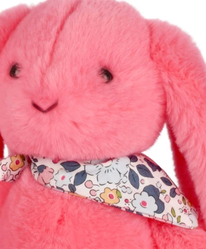 DOUDOU – Lapin Fleurette plush rabbit by Doudou et Compagnie, 25 cm, coral