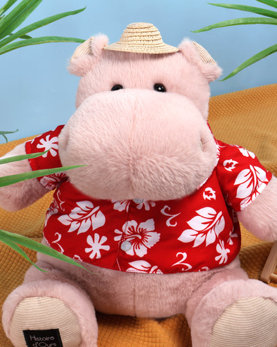 DOUDOU – ALOHA plush hippo by Histoire d'Ours, 38 cm, powder pink