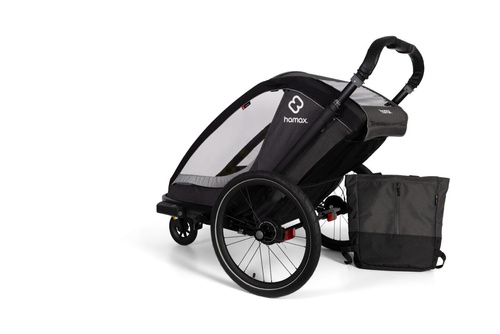 Hamax - Bike trailer for kids COCOON + Jogger wheel , double - Grey/black