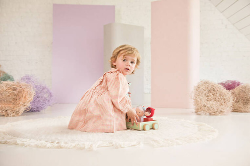 LILLIPUTIENS Drewniany wózek z sorterem do ciągnięcia Wilk Louis 12 m+