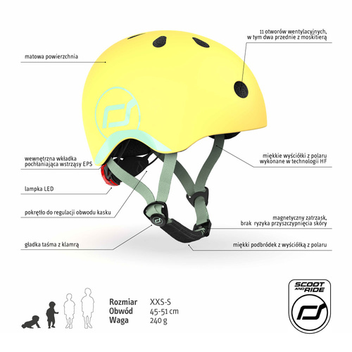 SCOOTANDRIDE - XXS-S helmet for children 1-5 years Lemon