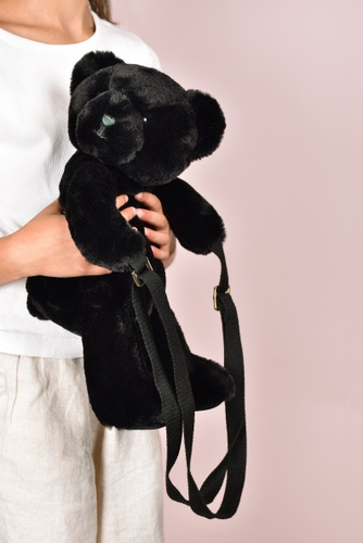 DOUDOU – plush teddy bear shoulder bag, Doudou et Compagnie, black