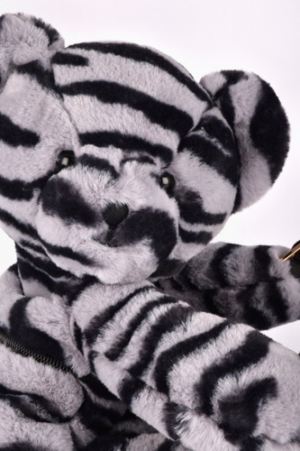 DOUDOU – plush zebra-patterned teddy bear shoulder bag, Doudou et Compagnie, black and white zebra