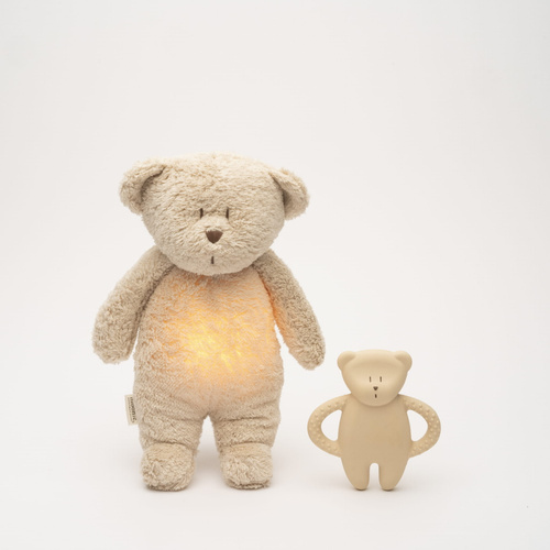 MOONIE - natural rubber bear teether, sand