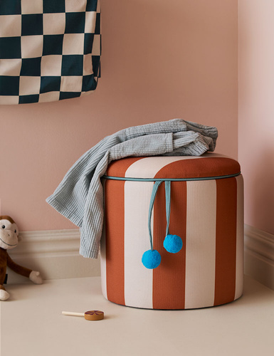 Kid's Concept - Pouffe cylinder with storage, brown