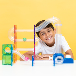 CONNETIX – Magnetic Tiles Ball Run Launcher Pack - 47 pieces