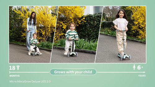 MICRO - Mini2Grow Deluxe LED scooter with handlebar, olive sage