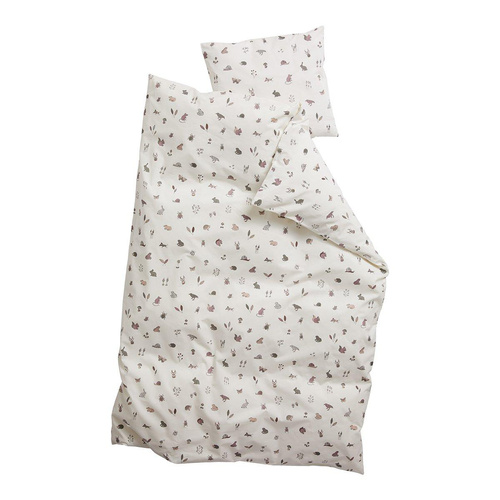LEANDER - Forest children's bedding, Organic Cotton, 100x140 cm, Dusty rose