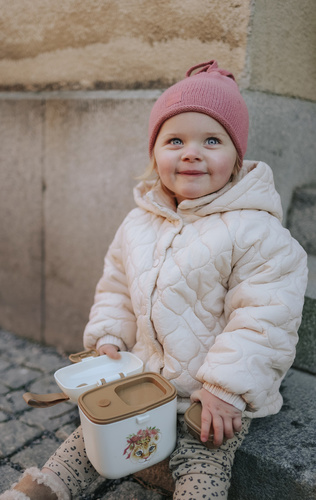 ELODIE DETAILS - winter hat, Furry Knit Beanie, Rosy Bow, 0-6 months
