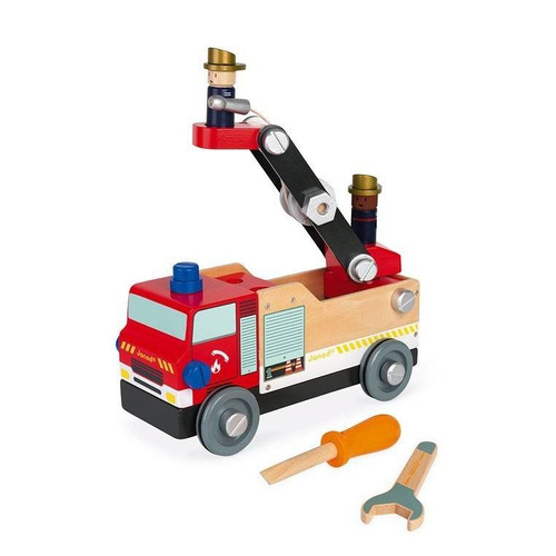 Janod - Wooden fire truck for assembly with Brico'kids tools
