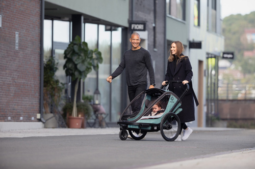 Hamax - Bike trailer for kids COCOON + Jogger wheel , double - Green/black