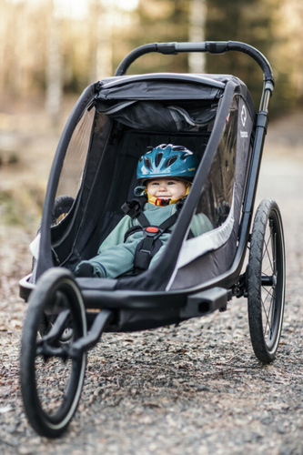 Hamax - Bike trailer for kids COCOON + Jogger wheel , double - Grey/black