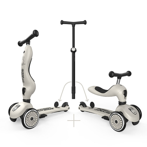 SCOOTANDRIDE - Highwaykick 1 Push and Go 2in1 Ride-on and Scooter with Handle for 1-5 Years, Miffy Ash