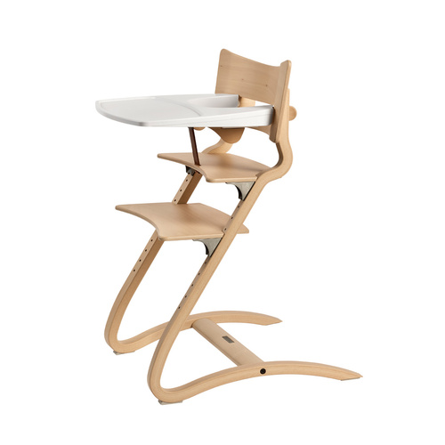 LEANDER - CLASSIC ™ high chair, white + safety bar, tray, Dark Blue pillow - SET