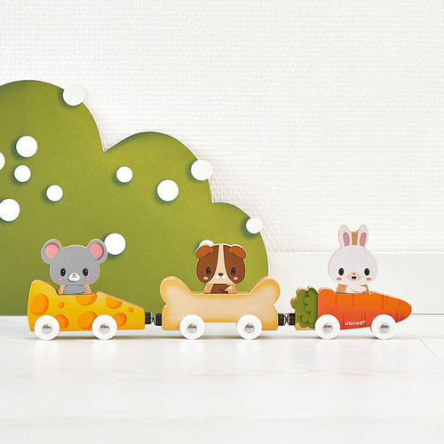 Janod - Magnetic wooden vehicles with pets Farma 18 m+