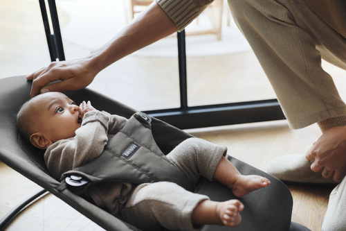 BABYBJÖRN - Bouncer Balance Soft Woven/Jersey Tri Fabric, Dark Grey + Toy Googly Eyes