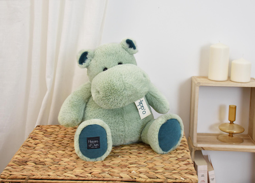 DOUDOU – AMANDE Histoire d'Ours plush hippopotamus, 40 cm, green