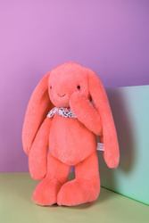 DOUDOU – Lapin Fleurette plush rabbit by Doudou et Compagnie, 50 cm, coral
