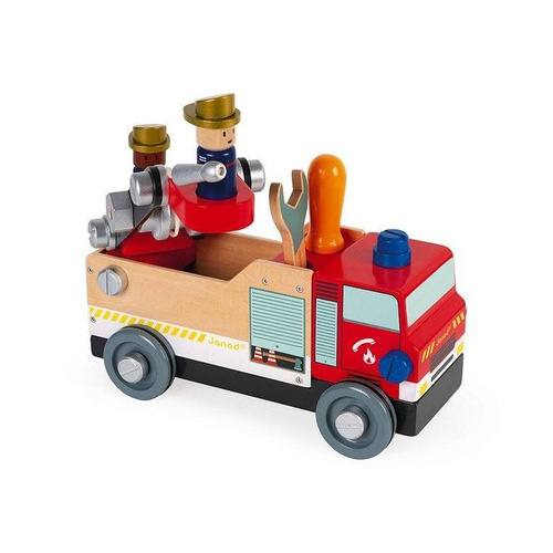 Janod - Wooden fire truck for assembly with Brico'kids tools
