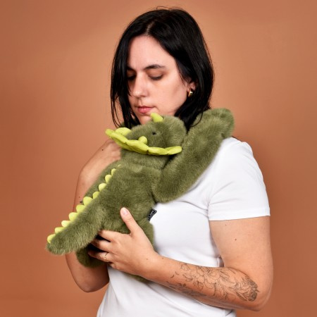 DOUDOU – Podcoll weighted plush dinosaur by Histoire d'Ours, 50 cm, dark green