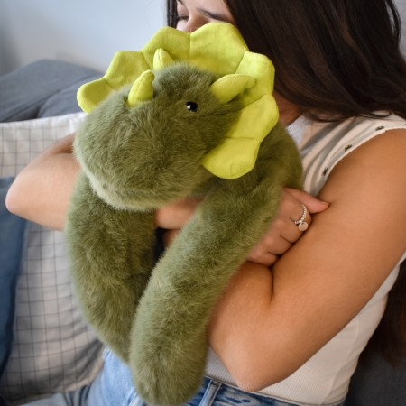 DOUDOU – Podcoll weighted plush dinosaur by Histoire d'Ours, 50 cm, dark green