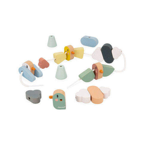 Janod - Nawlekanka z drewnianymi ptaszkami Sweet Cocoon 2+