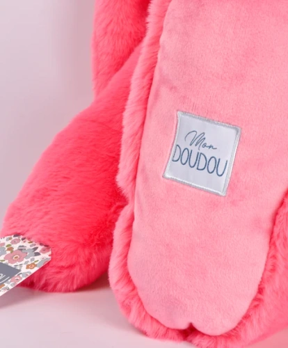 DOUDOU – Lapin Fleurette plush rabbit by Doudou et Compagnie, 70 cm, coral