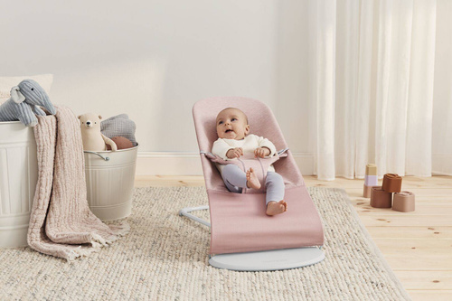BABYBJORN - Bouncer Bliss - Light grey frame, 3D Jersey, Light pink