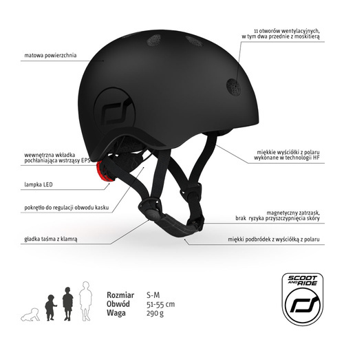 SCOOTANDRIDE - S-M helmet for children 3+ Black