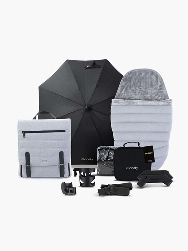 iCandy Peach 7 Pushchair and Carrycot Light Grey - Complete Bundle