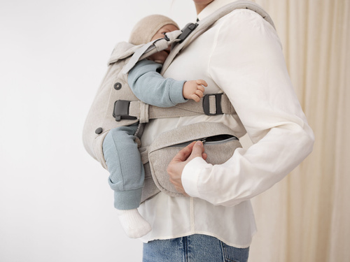 BABYBJORN - Pocket Pouch for Baby Carrier, Woven Mélange, Light Beige
