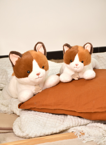 DOUDOU – Les P'tits Relax weighted plush cat, Histoire d'Ours, 22 cm, orange and white