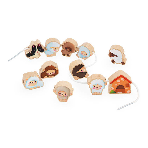 Janod - Threading machine with wooden sheep Farma 2+