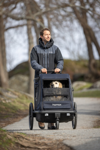 Bicycle trailer for a dog - Hamax Pluto L 45 kg - Blue / Black