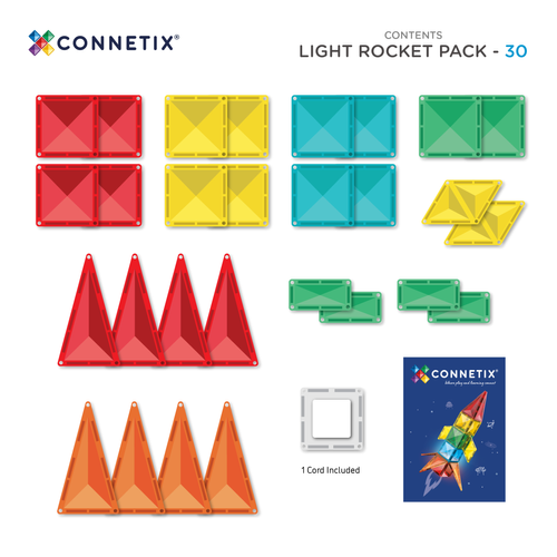 CONNETIX – Light Rocket Pack magnetic tiles – 30 pieces