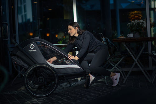 Hamax - Bike trailer for kids COCOON + Jogger wheel , double - Grey/black