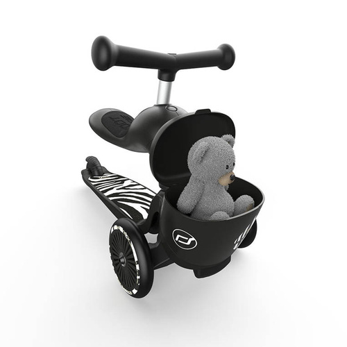 SCOOTANDRIDE Highwaykick 1 Lifestyle 2w1 Jeździk i hulajnoga z zamykanym schowkiem 1-5 lat Zebra