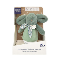DOUDOU - musical night light Lapin Doudou Culbuto, Doudou et Compagnie, 16 cm, sage green
