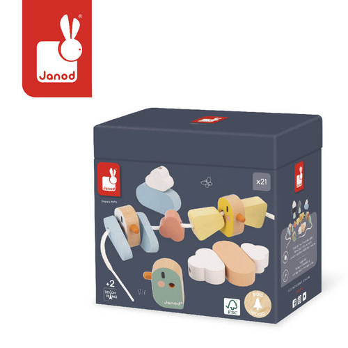 Janod - Nawlekanka z drewnianymi ptaszkami Sweet Cocoon 2+