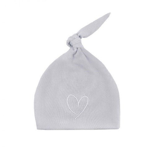 Effiki - Newborn hat 100% cotton- gray  with white heart 0-1mth
