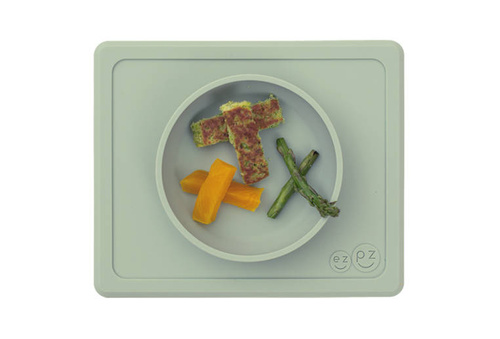 EZPZ Silikonowa miseczka z podkładką 2w1 Mini Bowl + pokrywka GRATIS pastelowa zieleń