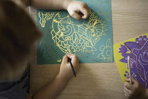 Janod - Creative set for scratching Animals of the world 5+